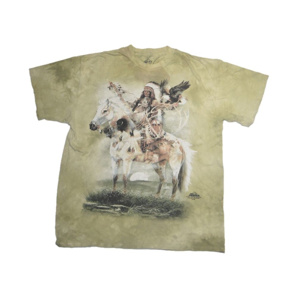 The Mountain Native American on Horse Tie Dye T-Shirt - L
